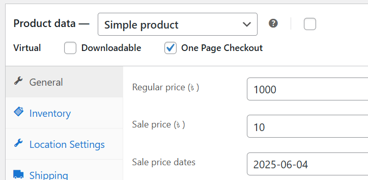 Click the One Page Checkout option to On