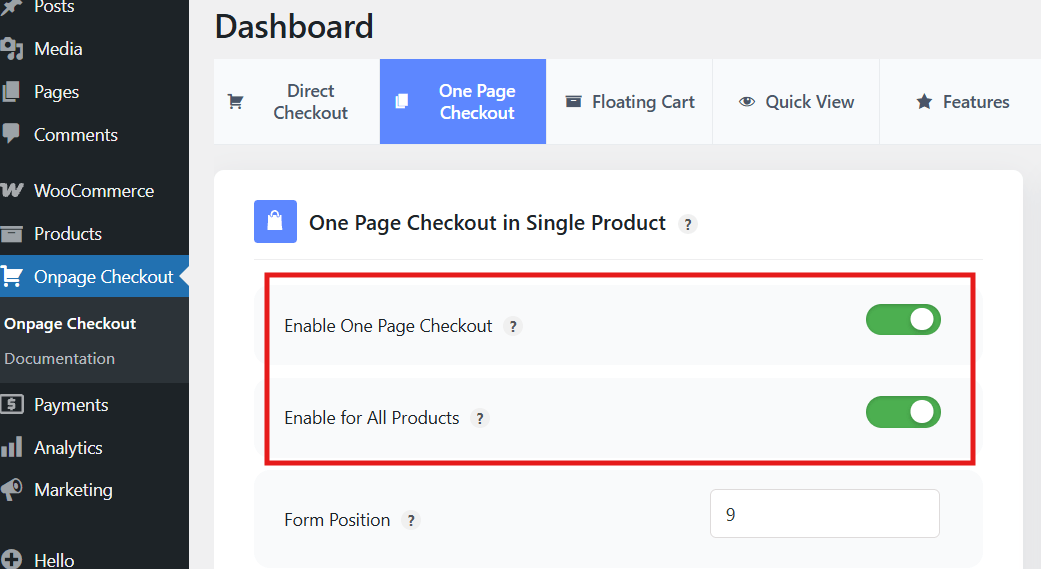 Enable One Page Checkout For All Products