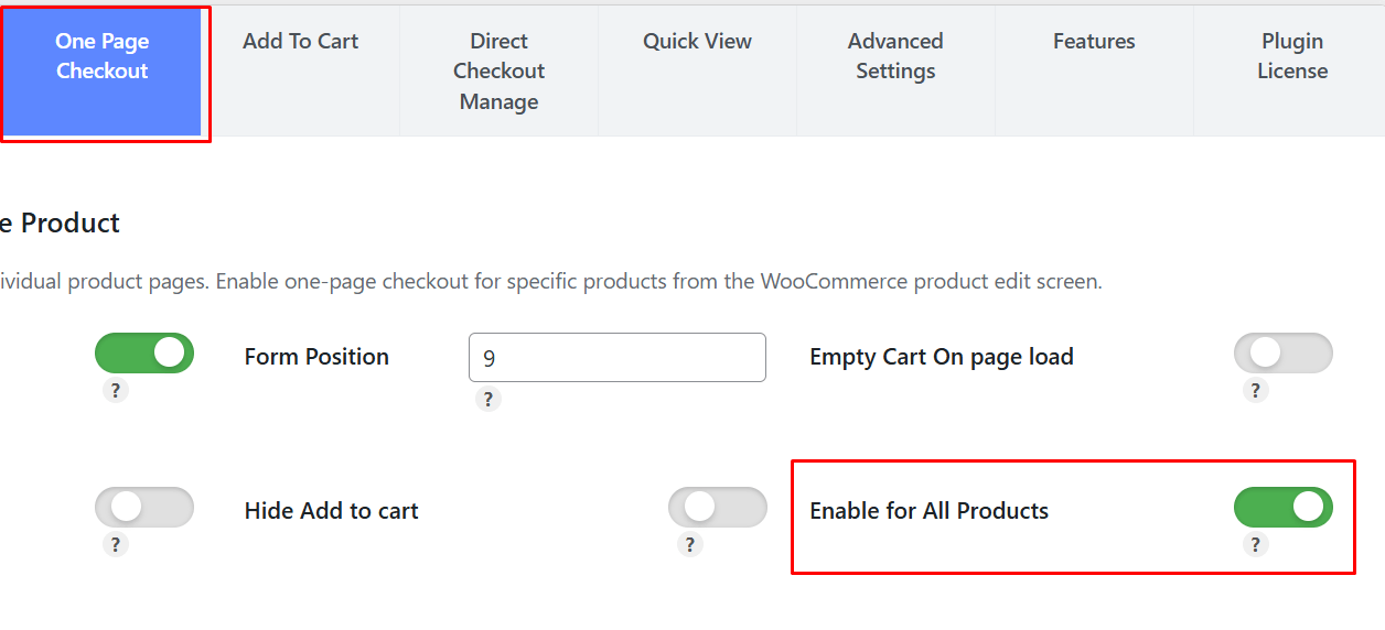 Enable One Page Checkout for All Products