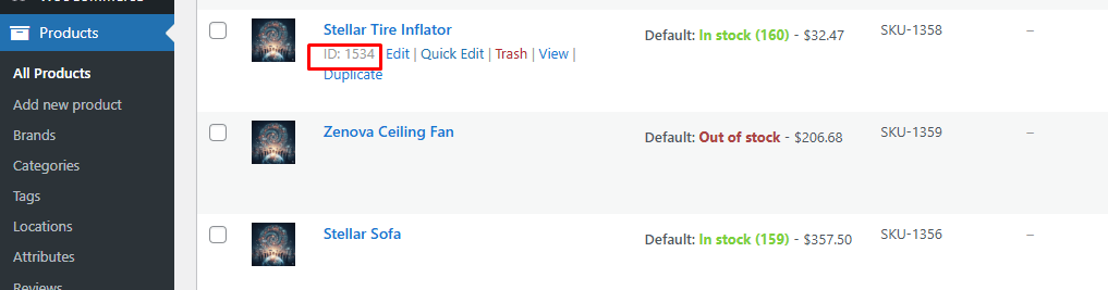 copy the product ID