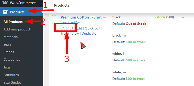 go to product and hover over product to find product ID